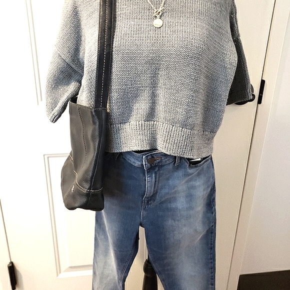 Banana Republic Sweaters - Banana Republic Classic Chunky Grey Cropped Short Sleeved Sweater Size S